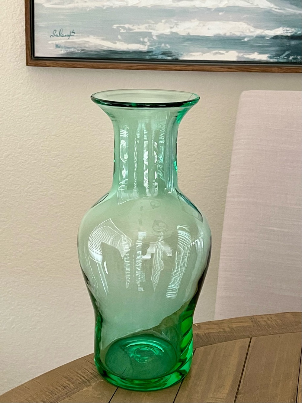 Rare Blenko 829 S Vase Antique Green 13”  Hand-blown Art Glass